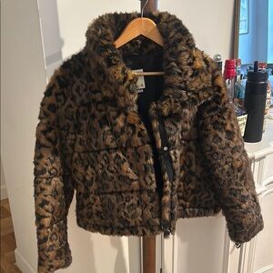 Leopard Print Faux Fur Abercrombie coat
